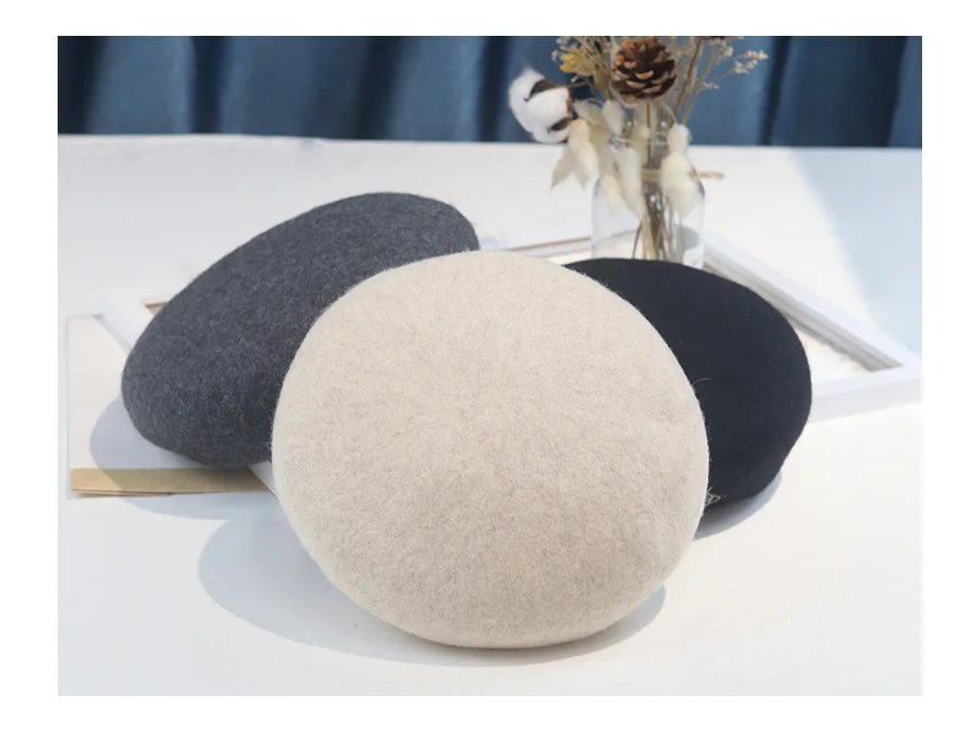 Женский Классический берет из натуральной шерсти с вышивкой в стиле ретро |