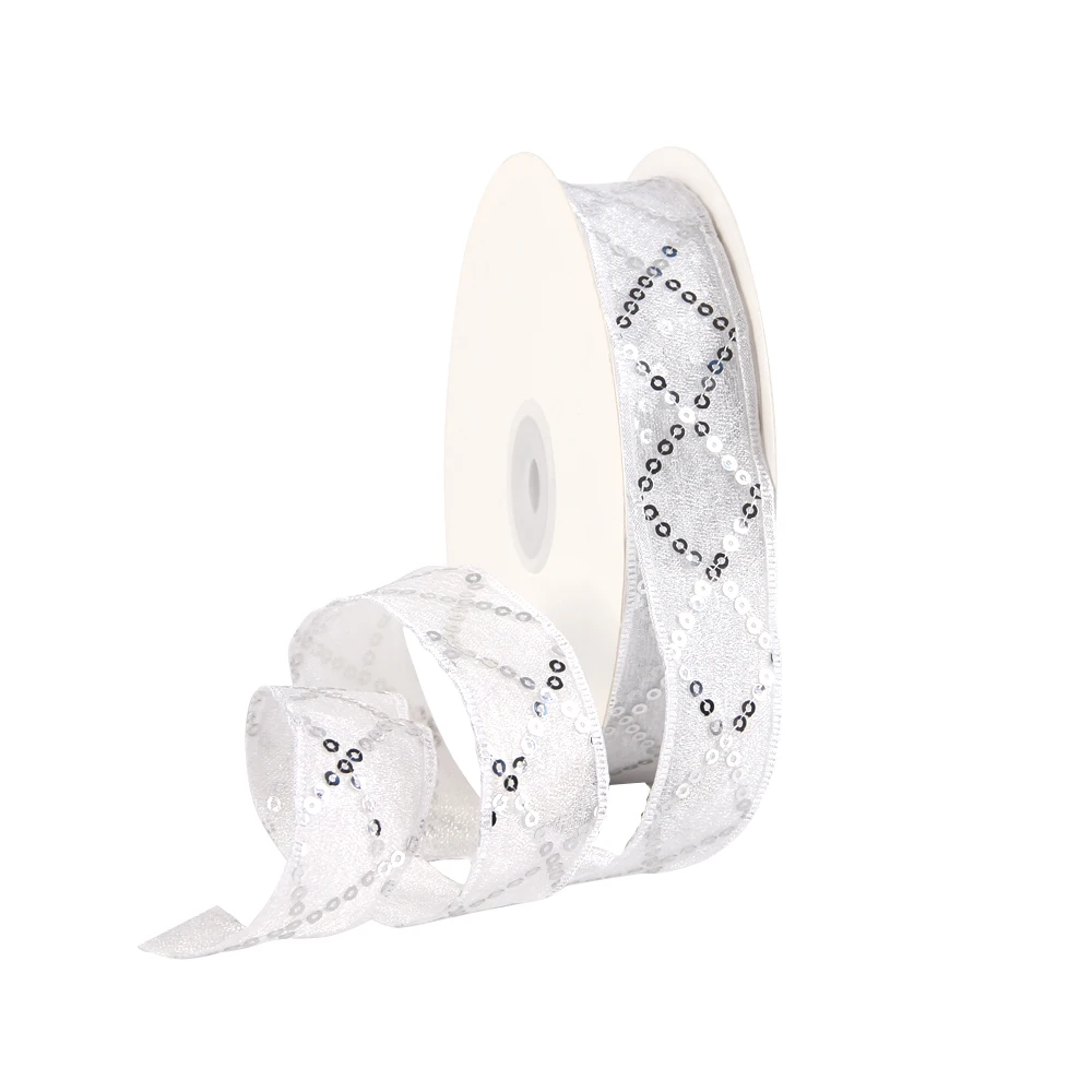 David accessories 48364(42 мм) и 59383(25 мм) газовая лента из органзы с блестками 25 ярдов, материалы ручной работы, 25Yc2546 - Цвет: 25mm