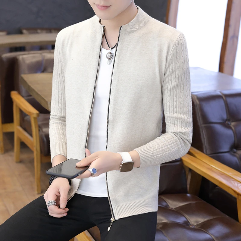 

Cardigan men's sweater cardigan spring and autumn long-sleeved sweater Korean style slim trend thin coat