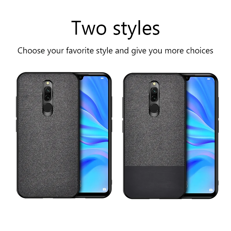 Чехол для Redmi 8 Противоударная задняя крышка тканевая ткань силиконовый мягкий