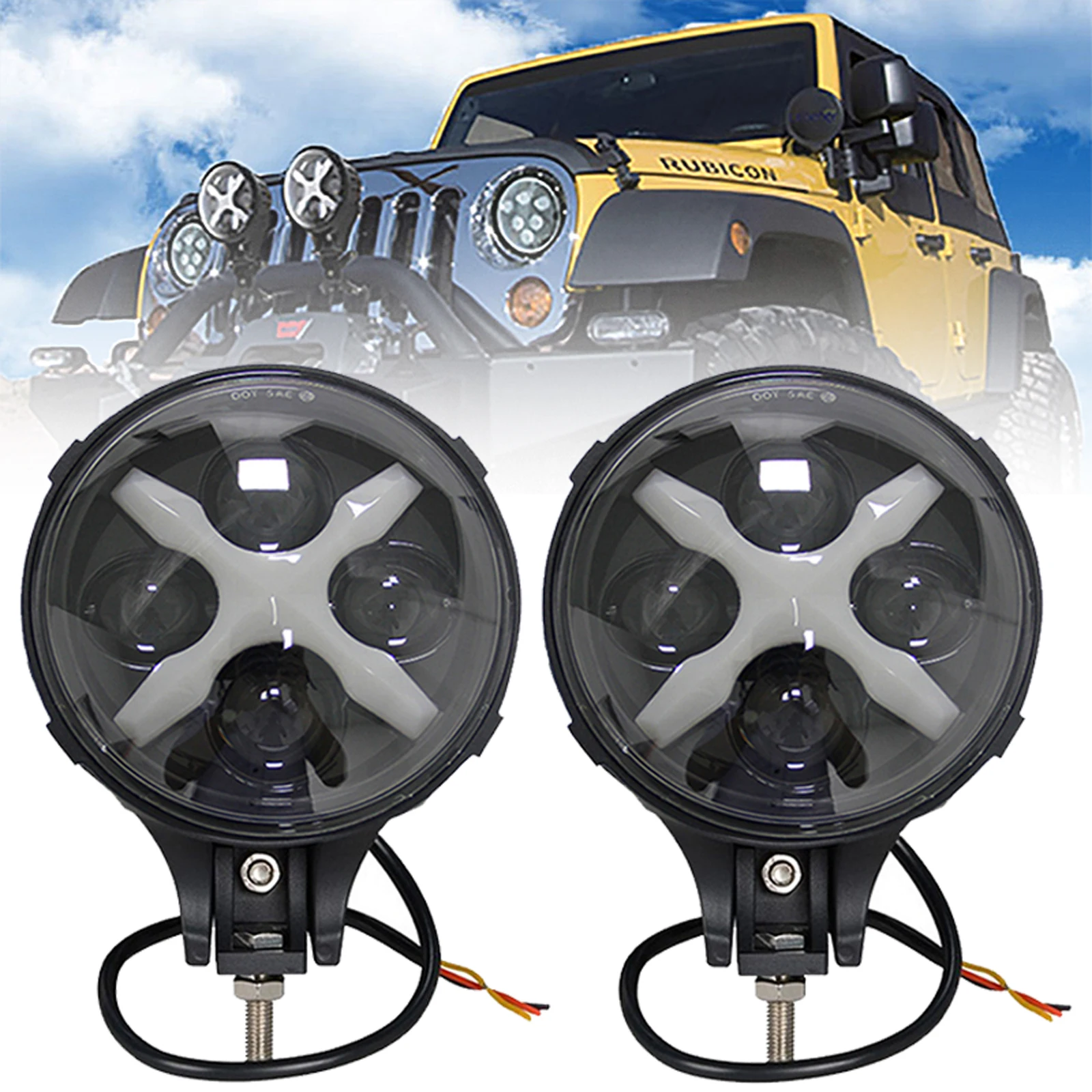 1 шт. 6 дюймовый светодиодный туман светильник Точечный 60 Вт с X угол глаза