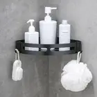 Полка для ванной, органайзер, полка для душа, чернаяматовая угловая полка, Настенный алюминиевый держатель для туалетного шампуня, аксессуары