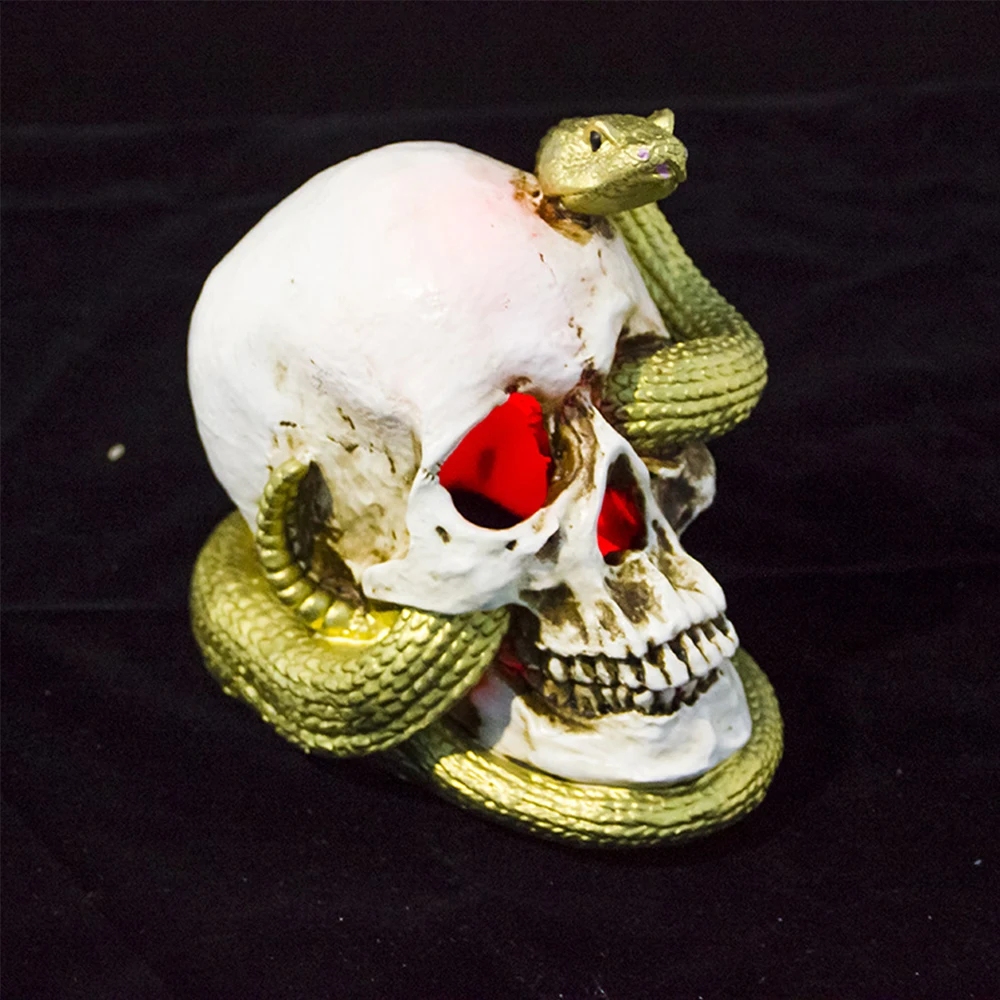 

Halloween Light Decor Simulation Snake Skull Lights Ornaments Resin Ornaments Holiday Styling Lamp Horror Home Decoration