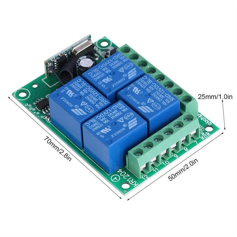 433Mhz универсальный беспроводной пульт дистанционного управления DC 12V 4CH релейный радиоприемник Модуль с 2 шт дистанционные контрольные передатчики