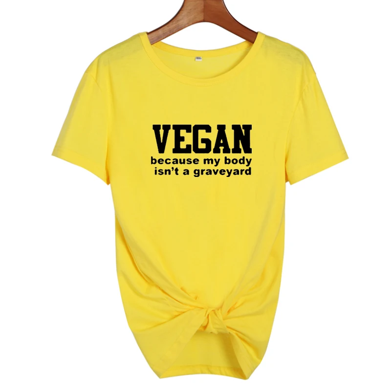 Vegan, потому что My Body is't A Graveyard, футболка, забавные веган, Harajuku, говорящие животные, любовник, хипстерский слоган, принт, хлопковая футболка