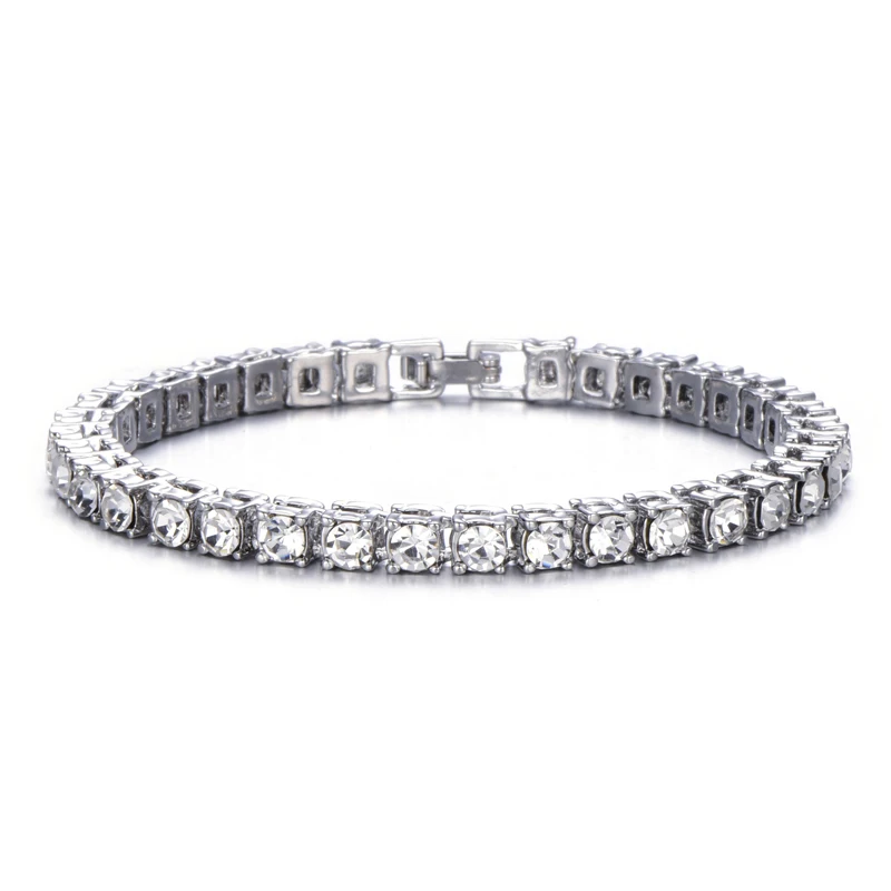 Золотой цвет Iced Out кубинские звенья цепи браслеты для мужчин Bling браслет, полностью из стразов хип-хоп рэппер ювелирные изделия - Окраска металла: B01370S