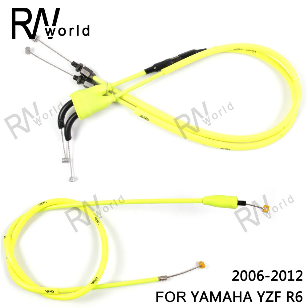 Motorcycle Replacement Throttle Line Clutch Cable Steel Wire For YAMAHA YZF R6  YZFR6 2006 2007 2008 2009 2010 2011 2012