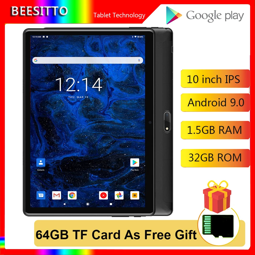 Beesпрокат Android планшеты 3G 9 0 32 Гб ПЗУ WiFi GPS 10 дюймовый планшетный ПК IPS Bluetooth подарки