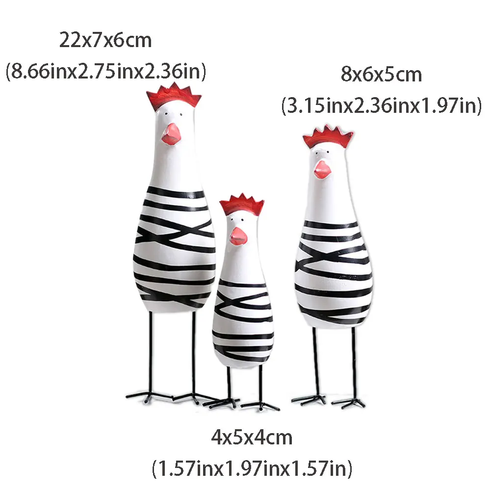 

3PCS Desk Ornament Shelf Chicken Family Set Statue Figurine Showcase DIY Decoration Wooden For Home Living Room Bedroom Office