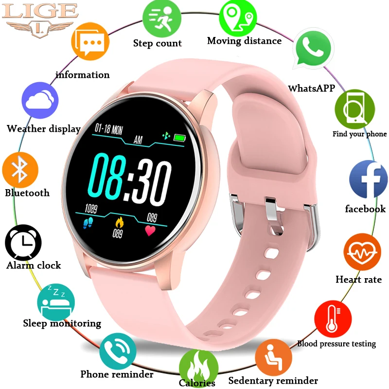 

LIGE Smart Watch Women Realtime Weather Forecast Activity Tracker Heart Rate Monitor Sport Ladies smartwatch Men For Android IOS