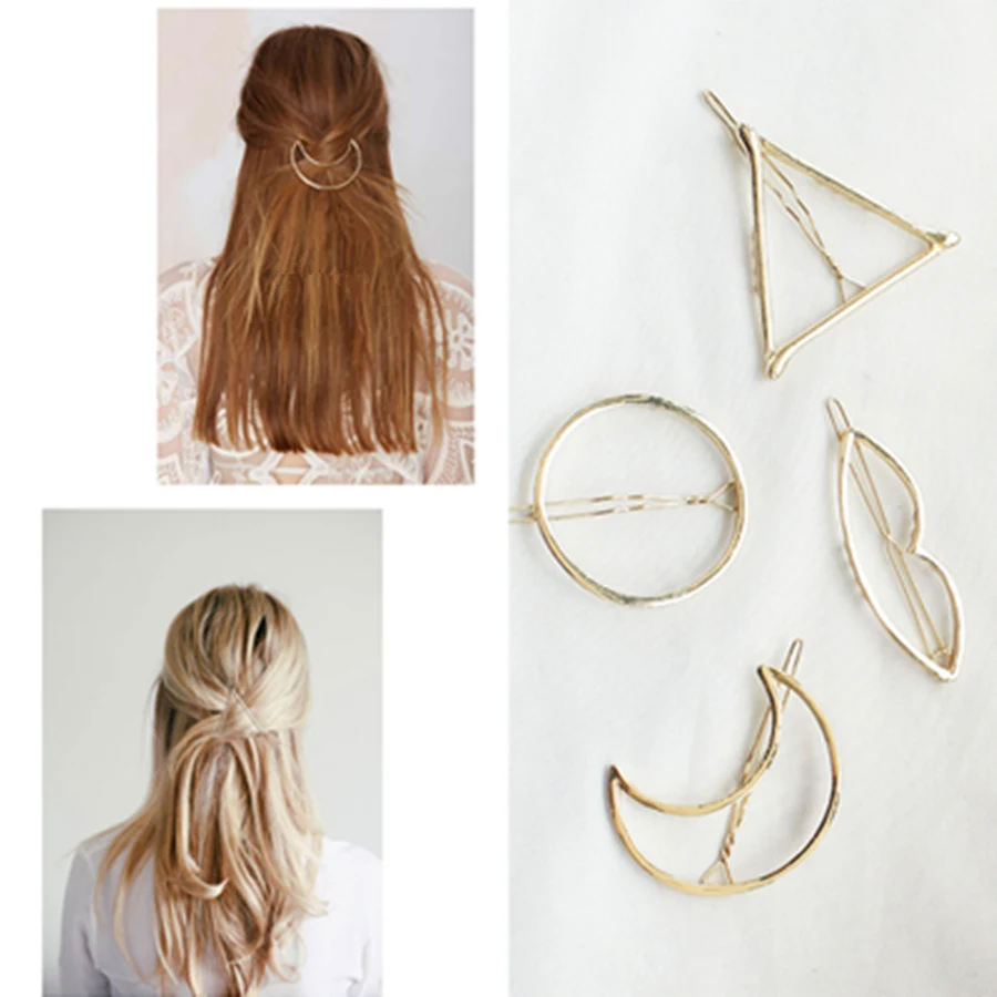 1 шт. Модная Золотая треугольная заколка для волос с губами кристаллами и