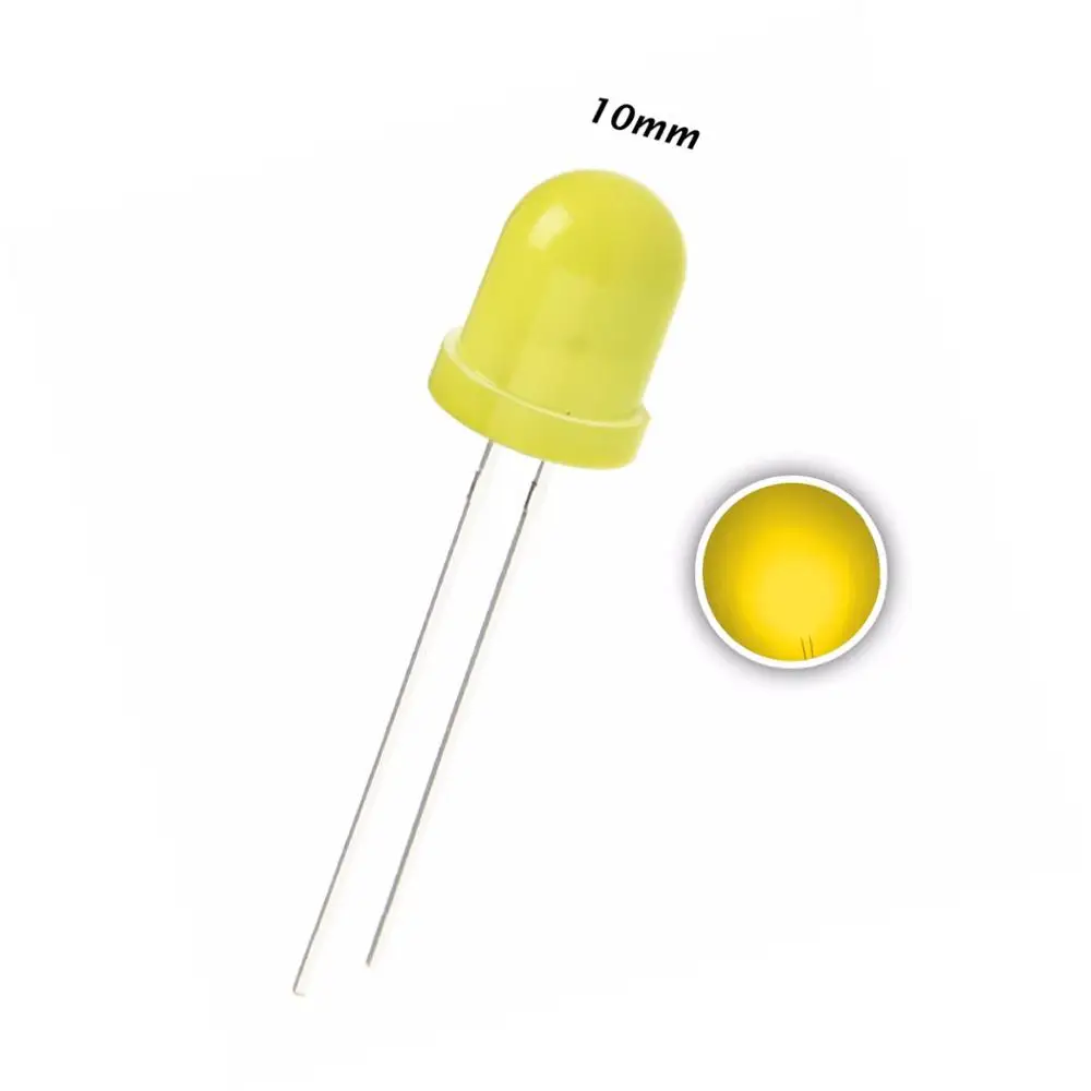 50 шт. 10 мм желтый диффузный Светодиодный диодный светильник 20 мА Круглый DIP