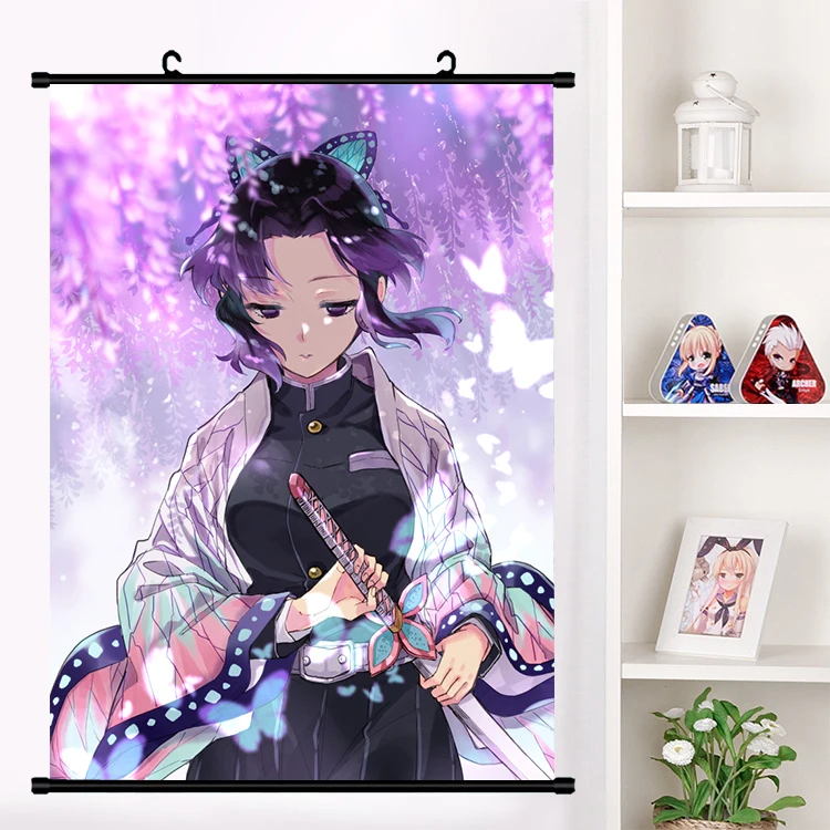 P Аниме Demon Slayer: Kimetsu no Yaiba Hashibira Kochou Shinobu Kanroji Kamado настенный плакат с прокручиванием домашний декор - Цвет: P
