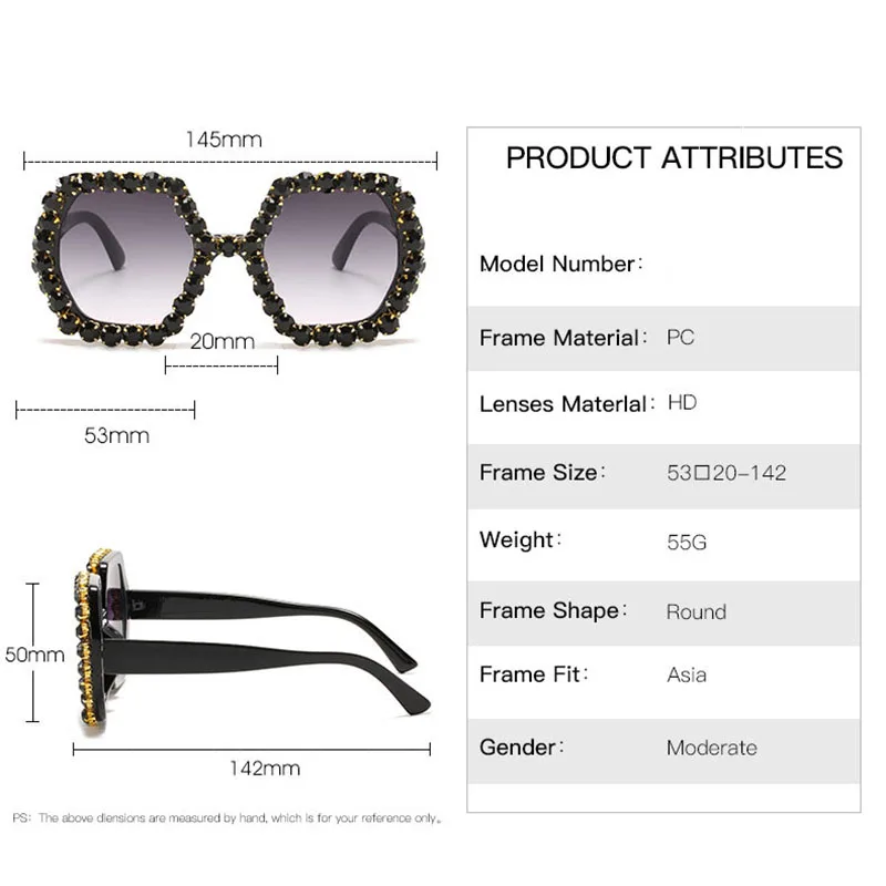 

Vintage Oversized Square Diamond Sunglasses Women 2020 Big Frame Shades Luxury Colorful Crystal Sun Glasses Rhinestone UV400