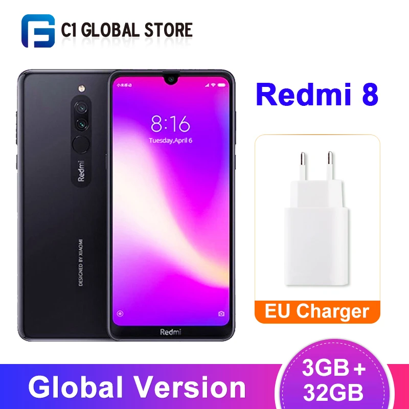 Смартфон Xiaomi Redmi 8 с глобальной версией 3 Гб ОЗУ 32 ПЗУ Восьмиядерный процессор