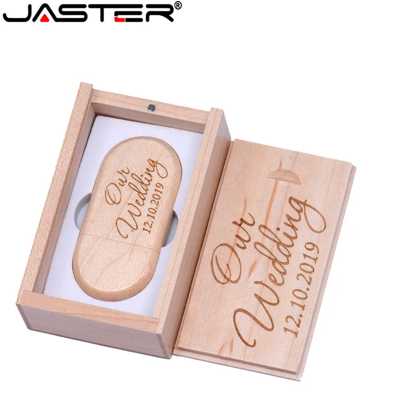 JASTER (более 1 шт. бесплатный логотип) клен деревянный USB + коробка флэш накопитель 4
