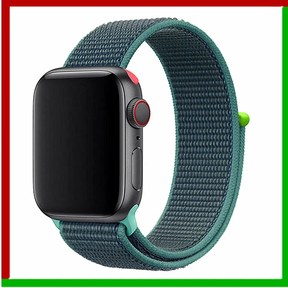 Spearmint green 3hit Нейлоновый ремешок для Apple Watch 42 мм 38 мм iWatch 4 ремешка 44 мм 40 мм Браслет спортивная петля ремешок для часов ремень для часов дышащий 5 4 3 2 1 - Цвет ремешка: Spearmint green 3hit