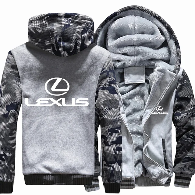 

Winter New Men's Camouflage Fashion Lexus Hooded Zipper Jacket long Sleeves With Fleece Warm Sports Outdoor Coat
