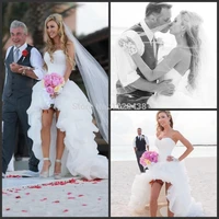 romantic cheap high low sweetheart wedding dress 2015 hot sale organza casamento long bridal gowns vestido de noiva custom made