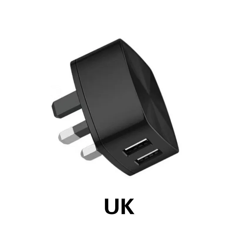 Двойной Быстрая зарядка для мобильных телефонов через USB Зарядное устройство 5V 2.4A 2 Порты и разъёмы Быстрая зарядка EU/US/UK розетки Зарядное устройство адаптер с 2.4A 3-в-1 кабель для быстрой зарядки - Цвет: UK