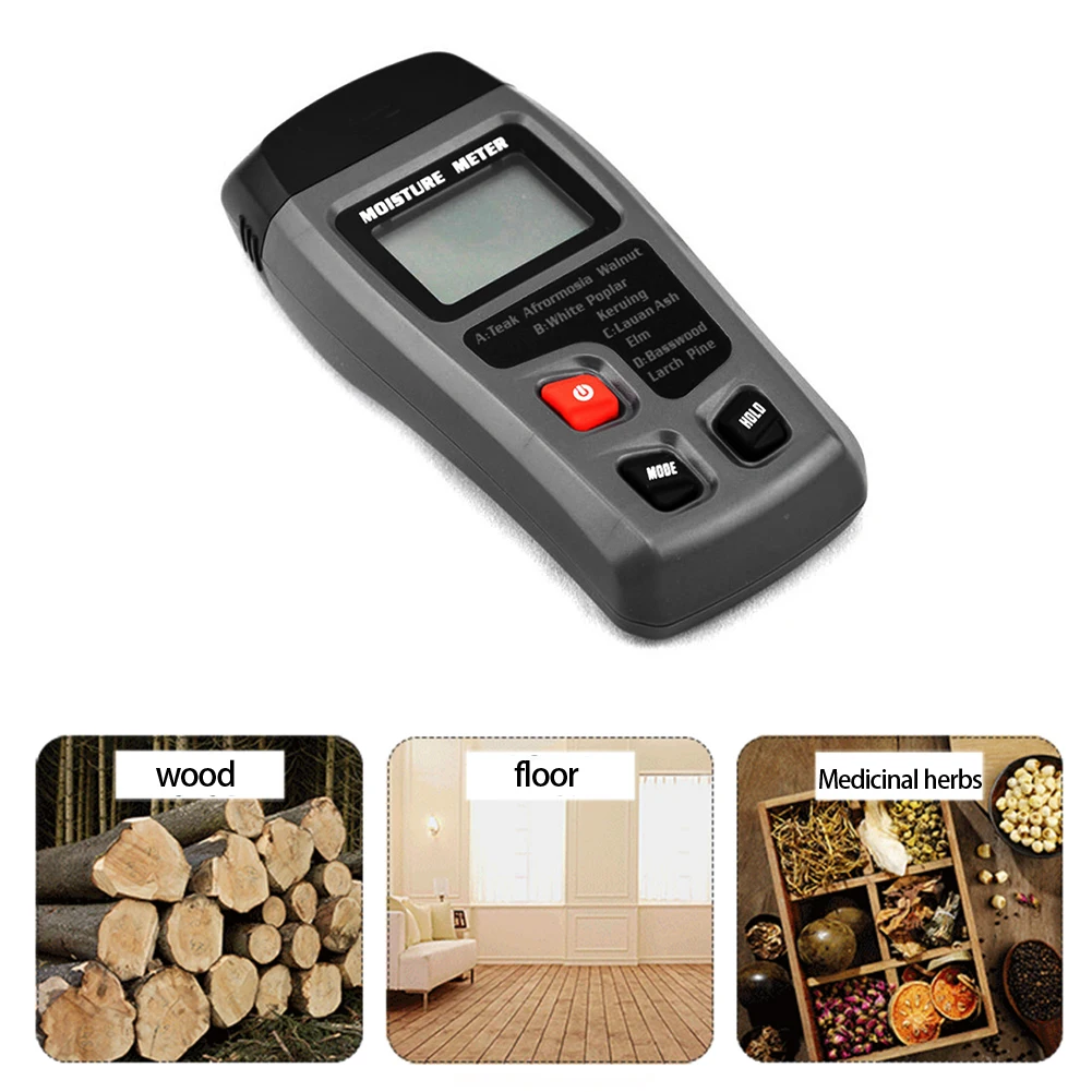 

0-99.9% LCD Display Two Pins Wood Hygrometer Wood Moisture Meter Digital Professional Wall Precise Testing Measure Tools