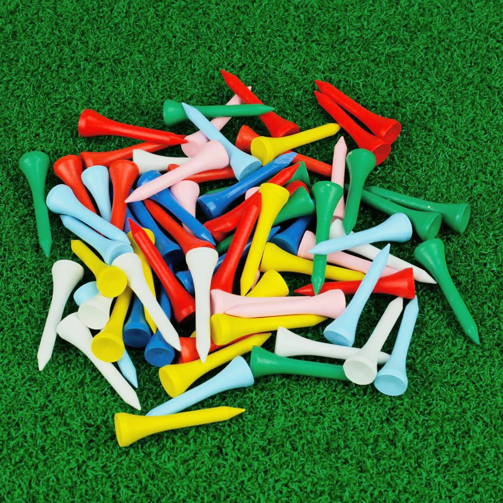 100 Pieces 42 MM Colored Wooden Golf Tees Wood Accessories |