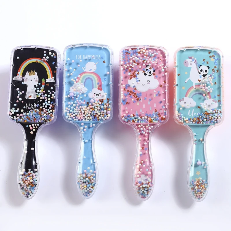 

Женская расческа для волос с принтом, Расческа с воздушной подушкой, прозрачная Массажная расческа для волос, пластиковая расческа с пони д...