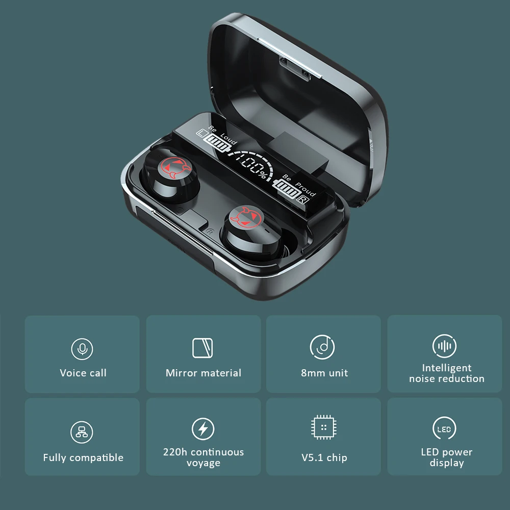Беспроводные наушники-вкладыши M23 Mirror Monster с Bluetooth-совместимостью IPX6