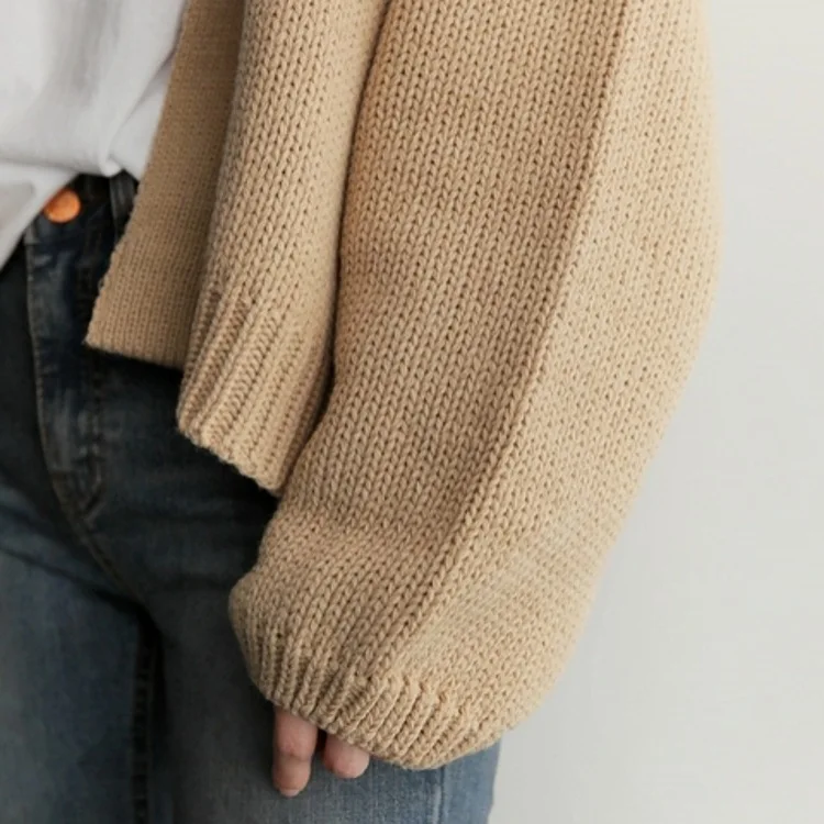 Женский вязаный свитер с рукавами летучая мышь кардиган хаки свободная верхняя