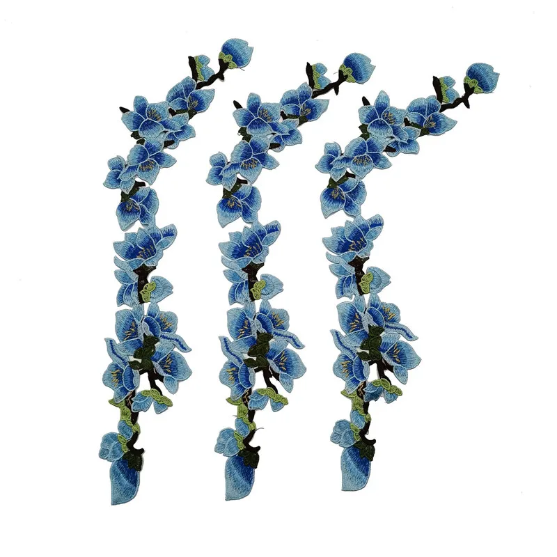 1 шт. вышивка искусственная для свадебного платья синие вышитые цветочные