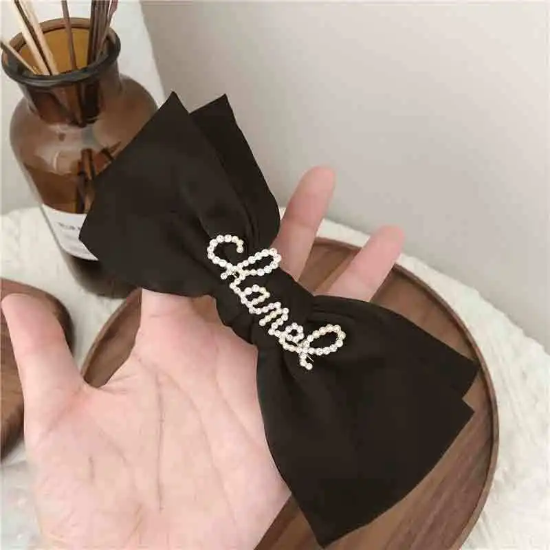 Атмосфера в стиле ретро черные шелковистые атласный бант заколка для волос с