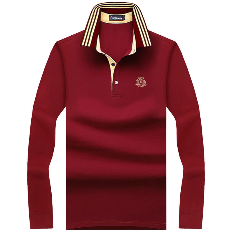 Футболка мужская с длинным рукавом хлопковая рубашка лацканами Топ свободный