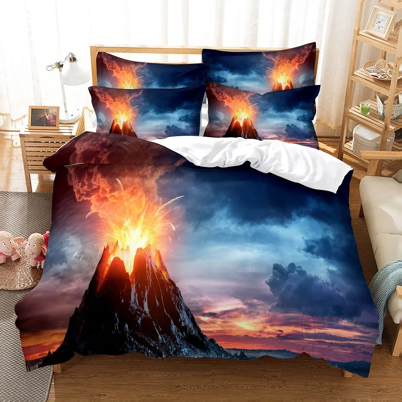 

Комплект постельного белья Вулкан, пододеяльник, 3d постельное белье с цифровым принтом, постельное белье большого размера, модный дизайн