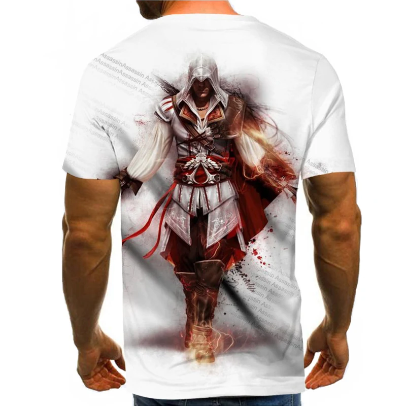 Повседневная футболка в стиле хип-хоп, Женская/Мужская футболка, Assassins Creed, короткий рукав, забавная 3D футболка, летние топы, футболки, harajuku, модная футболка