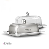 fissman 304 stainless steel butter dish box container cheese server storage keeper tray with lid kitchen dinnerware