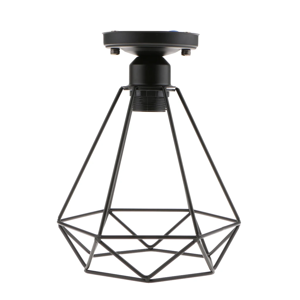 

Industrial Wire Diamond Pendant Ceiling Top Light Cage Lampshade Holder