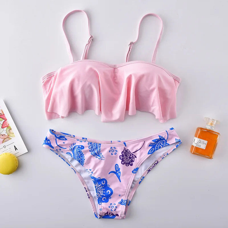 

Женский купальник-бикини с открытой спиной и низкой талией Wasteheart, розовый сексуальный купальник с бретельками на весну