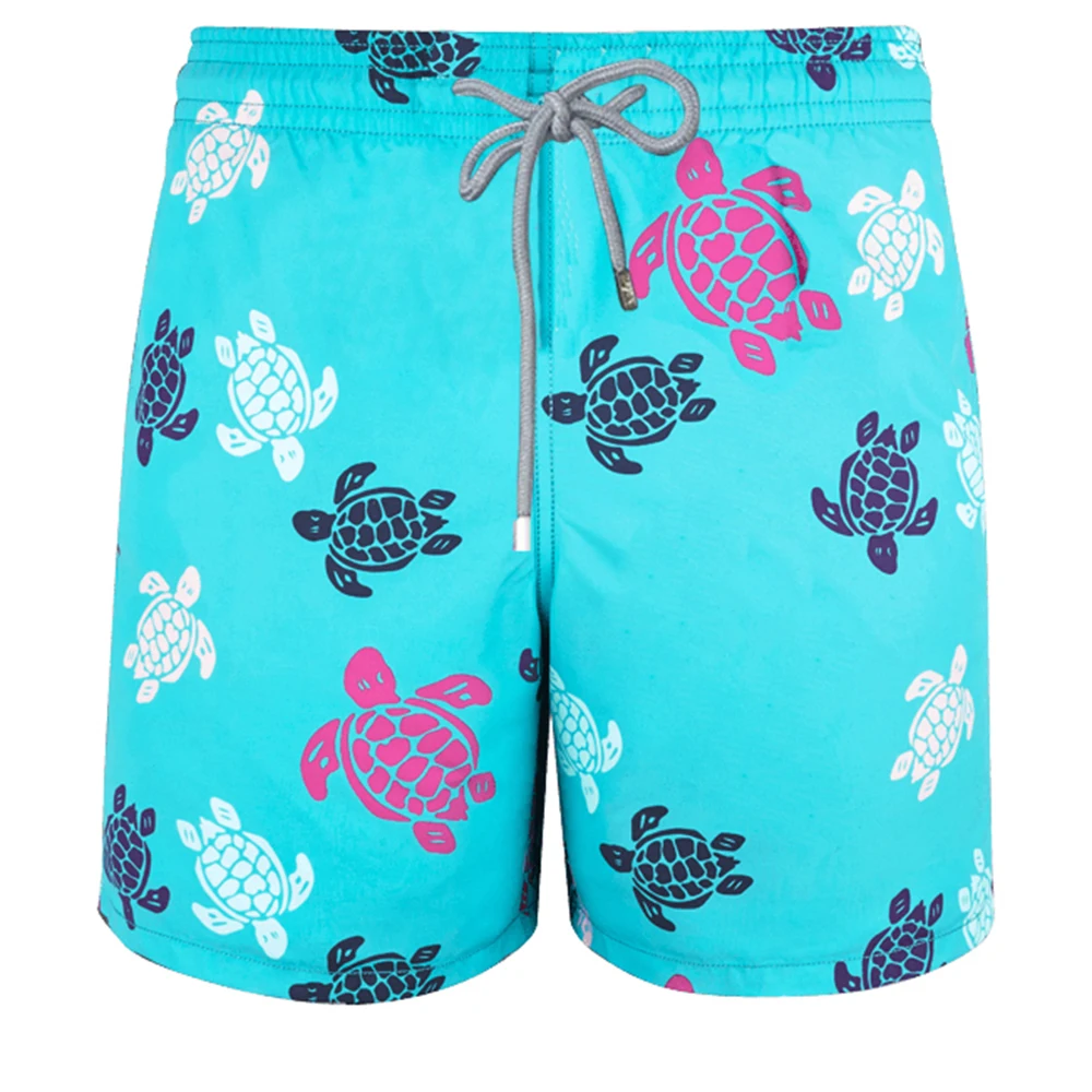 

Мужские пляжные шорты-бермуды Vilebre, с принтом черепашек в елочку, повседневные шорты, модные стильные шорты для лета, quin559