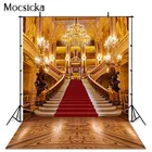 Mocsicka фон для фотосъемки с изображением красной ковровой дорожки лестницы красавица чудовище Вечеринка роскошный оперный замок светлый дворец портрет фото фон