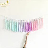 10ft unicorn rainbow sparkle garland of 18pcs tassels 54 sheets iridescent pastel chair banner1st birthday decorations 1103