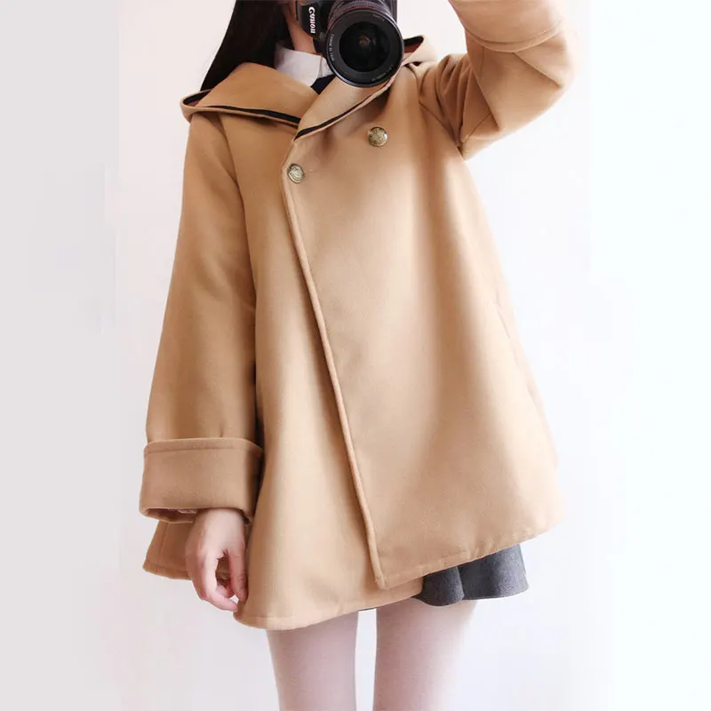 Пальто Woherb женское с капюшоном плотная Свободная верхняя одежда в японском стиле