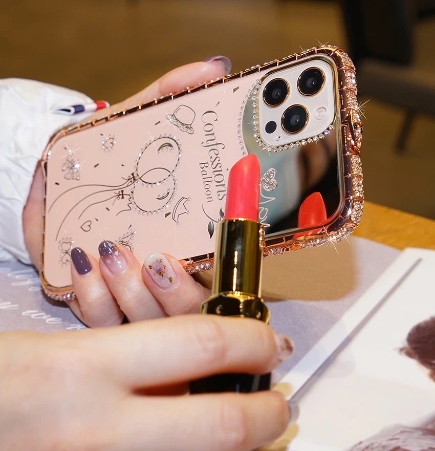 Задняя крышка с воздушным шаром + роскошная Алмазная рамка для телефона iPhone 12 11 Pro