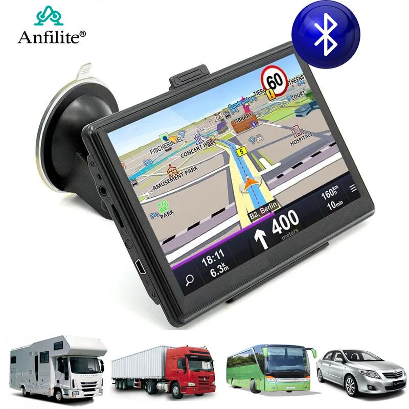Anfilite 7 дюймов 800*480 DDR 512 М 16 Гб FM передатчик для автомобиля 3D gps навигация Android 4.4.2 wifi грузовик AVIN автомобиль gps навигатор
