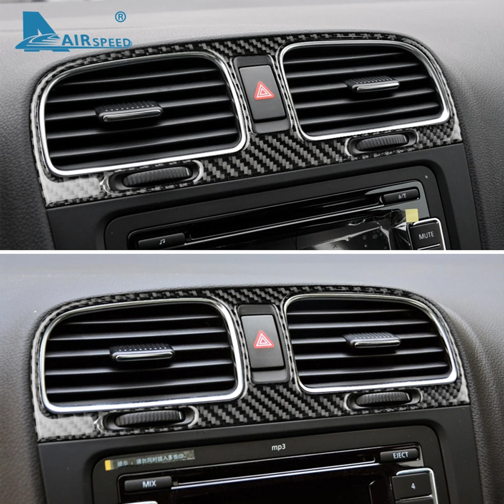 AIRSPEED for Volkswagen VW Golf 6 GTI R 2008-2013 Accessories Carbon Fiber Sticker Car Central Control Panel Frame Interior Trim |