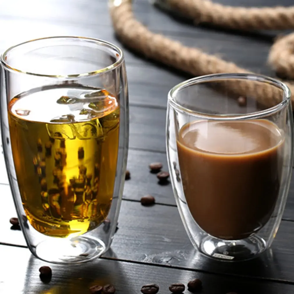 Термостойкие двухслойные изолированные стеклянные кружки для эспрессо латте
