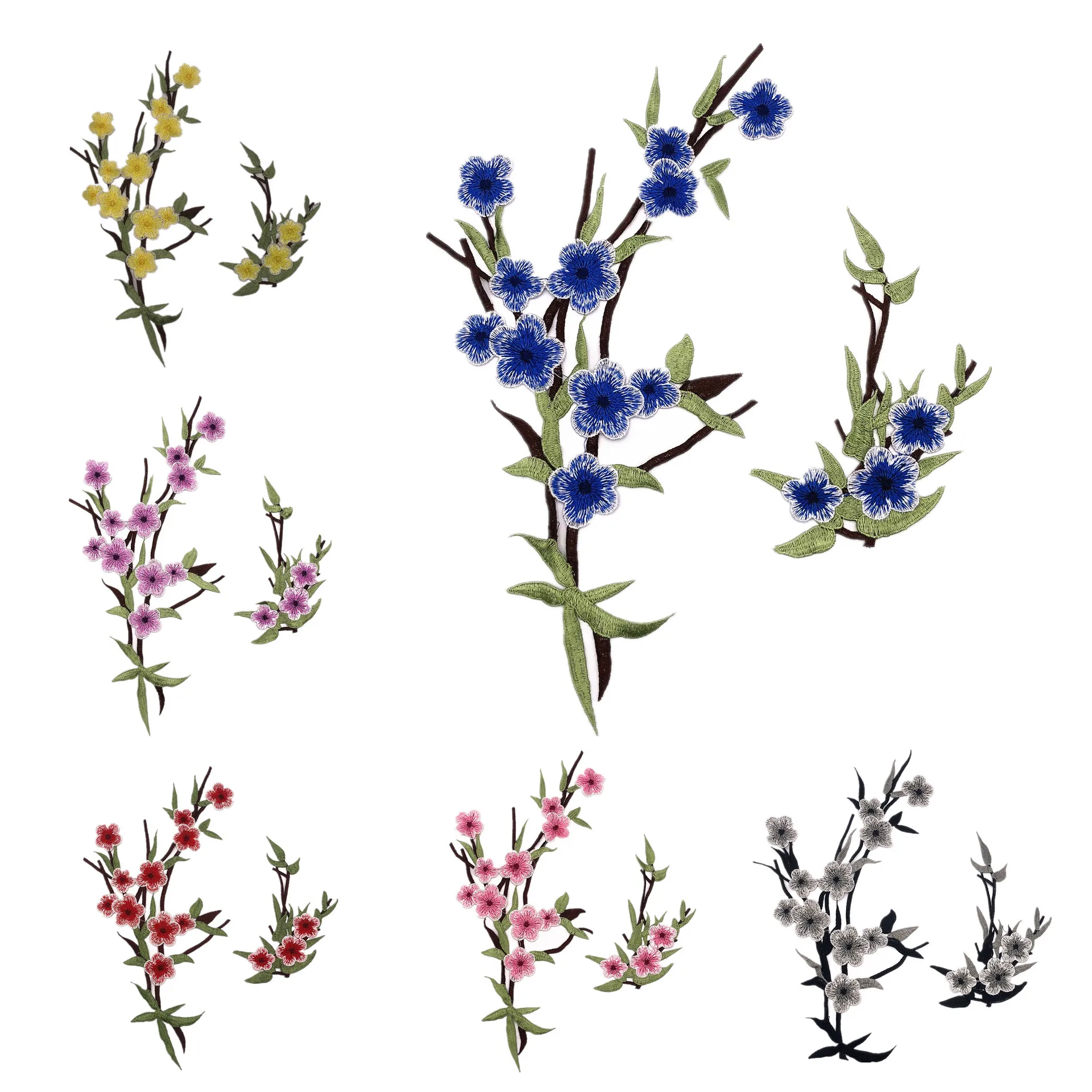 Новый сливы цветока с цветочной аппликацией одежда заплата вышивки ткань