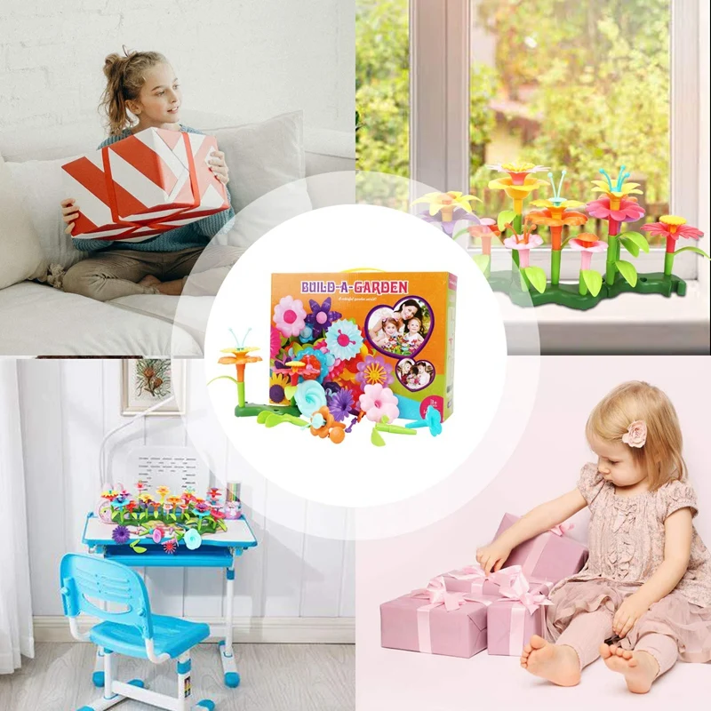 

Children Flower Garden Building Block Toys Build A Bouquet STEM Educational DIY Assemble Toy Birthday Gifts for Kids