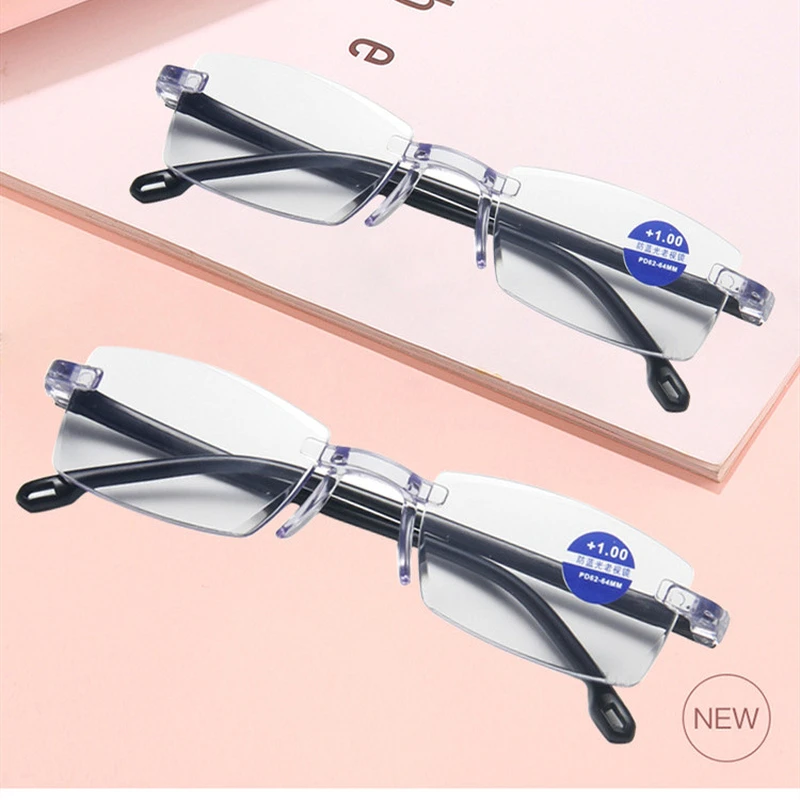 

Fashion trimming anti-blue light reading glasses frameless elegant old man glasses plastic frame reading mirror women