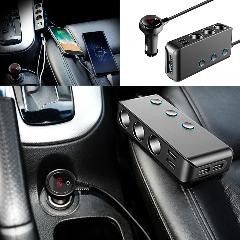 

Car Cigarette Lighter Car Charger Dual USB 4.8A 3.0 Cigarette Lighter Adapter 120W 3 Socket Car Power DC Socket Distributor