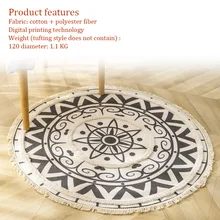 National StyleCotton Round Carpet Weaving Craft Sitting Room Tea Table Study BedroomPrayer Mat Home Decoration Soft Non-Slip (4)